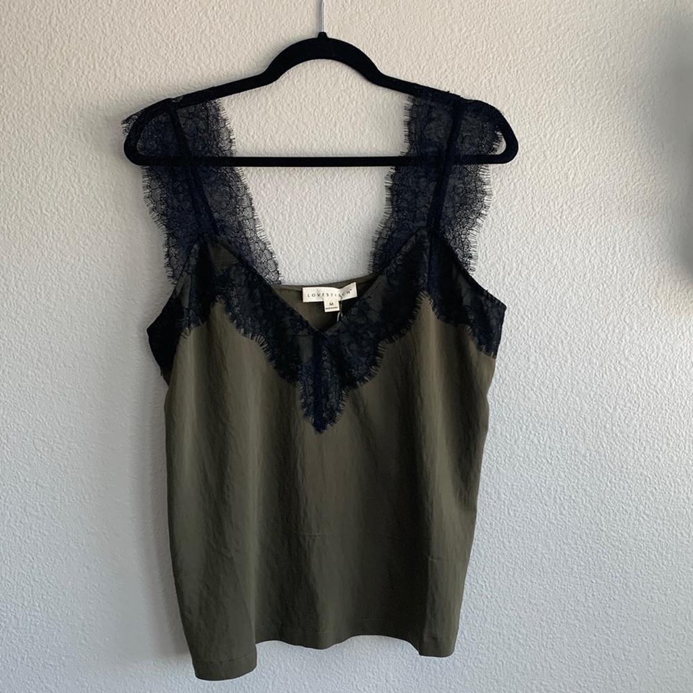 Lovestitch size medium new with tags olive top